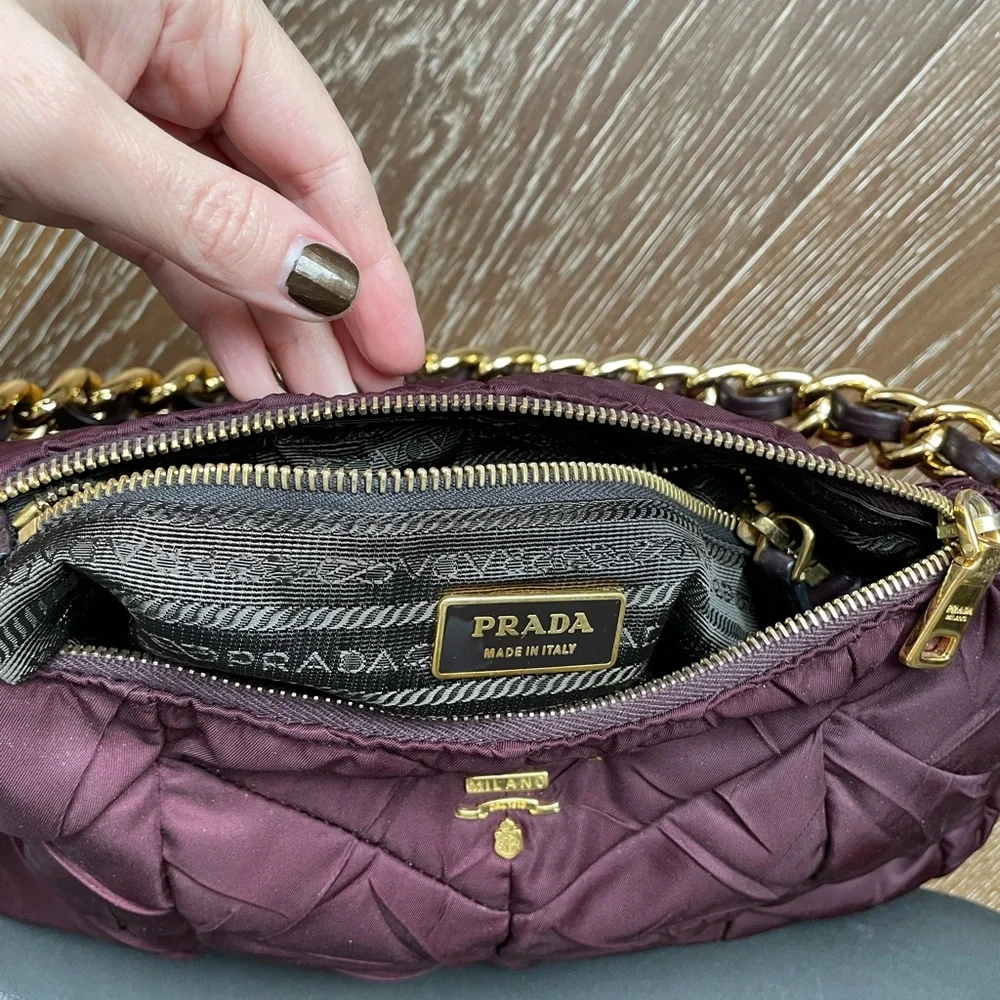 PRADA Eggplant Purple handle bag nylon - Picture 6 of 10
